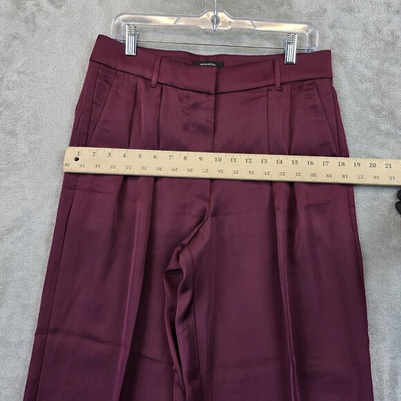 Banana Republic Pants Womens Size 8 Burgundy Pleated Satin Wide Leg Trousers - Picture 5 of 11
